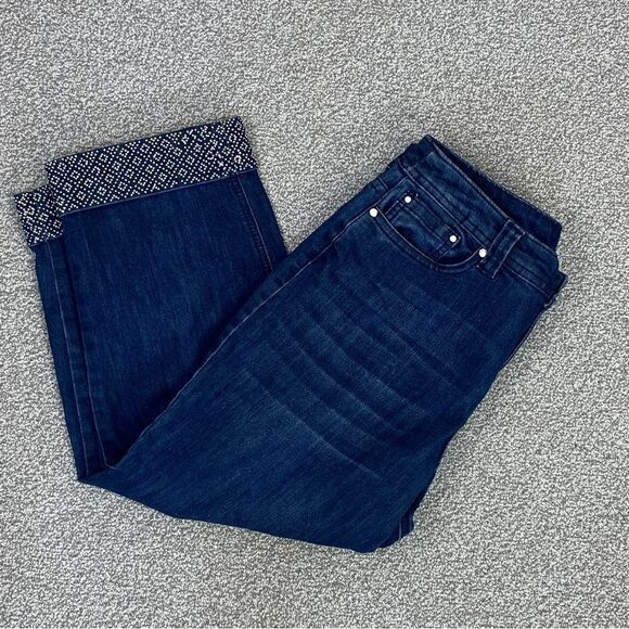 Christopher & Banks Studded Cuff Capri Jeans Blue 4 - Picture 1 of 10